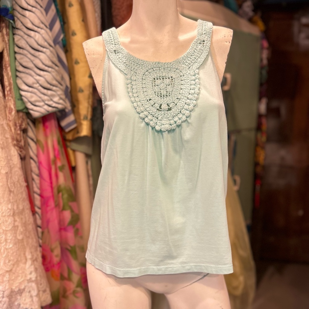 Soft Tiffany Blue Crochet Tank
